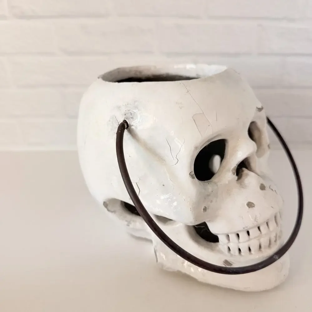 Pottery Barn Ceramic SKULL Lantern Halloween Luminary Decor Decorations